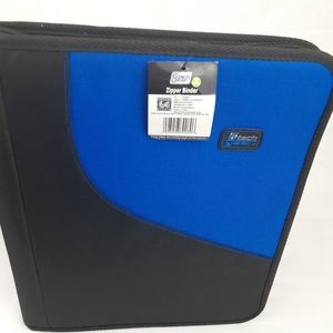 Tech Gear Blue 1.5in 3-Ring Zippered Binder with Interior & Exterior Pockets